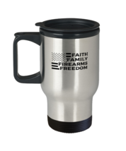 Coffee Travel Mug Funny Faith Family Firearms &amp; Freedom  - £20.06 GBP