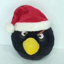 Angry Birds Christmas Black Bomb Santa Hat Plush 7&quot; Stuffed Animal No Sound - £21.76 GBP