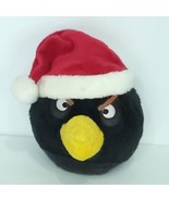Angry Birds Christmas Black Bomb Santa Hat Plush 7&quot; Stuffed Animal No Sound - £21.74 GBP
