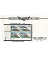 Nevada Statehood U. S. Plate Block (Minkus Stamp Album Supplement Page) - $5.75