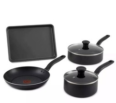 T-fal 6pc Cookware Set, Simply Cook Nonstick Black Frypan Saucepan Sauté... - £30.01 GBP