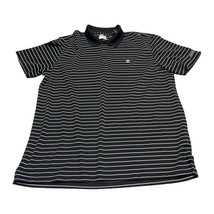 Izod Polo Shirt Mens XL Black White Striped Polyester Golf Short Sleeve Collared - £16.66 GBP