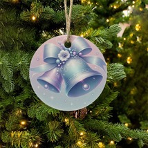 NEW! Light Pastel Blue Christmas Multi Styles Round Christmas Ceramic Ornament - £10.21 GBP