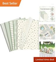 120 Sheets Sage Green Gift Tissue Paper, 5 Unique Designs, 14 x 20 Inch - $32.62