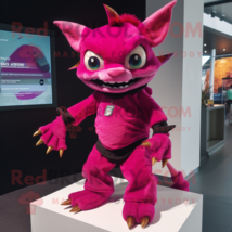 Magenta Chupacabra mascot costume character dressed with a Mini Skirt and Earrin - $1,289.00