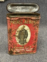Antique Vintage Advertising Tin Prince Albert Crimp Cut Tobacco Tin Can ... - £3.86 GBP