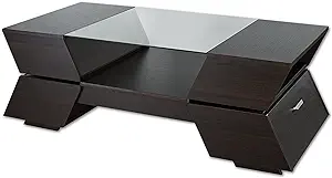 ioHOMES Annika Modern Wooden Frame Glass-Top Coffee Table with Open Shel... - $355.99