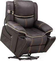 Brown Faux Leather Power Lift Recliner Chair, Electric Massage Sofa Chai... - $815.99