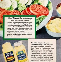 1953 Hellmann&#39;s Salad Dressing Real Mayonnaise Advertisement Condiments ... - $19.99