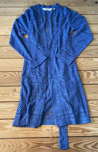 Isaac mizrahi live NWOT Women’s textured knit eyelet Cardigan size M blue G7 - £15.86 GBP