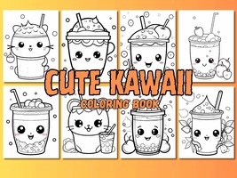 Kawaii Coloring Pages for Kids, Cute Animals &amp; Cupcakes, Printable PDF - $5.00