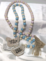 2x Dolly Parton Collection Wood Bead Garland 29.5&quot; DG Exclusive Blue Pink - $9.99