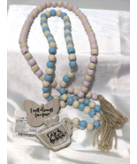 2x Dolly Parton Collection Wood Bead Garland 29.5&quot; DG Exclusive Blue Pink - $186.40 MXN