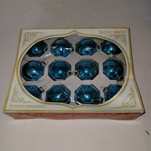 12 Vintage Shiny Brite Glass Ball Ornaments 2 1/4&quot; Original Box Light Blue - £28.68 GBP