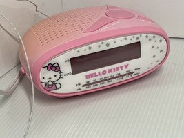 Hello Kitty Digital Alarm Clock AM/FM Radio Pink White KT2051 Tested/Wor... - $12.19