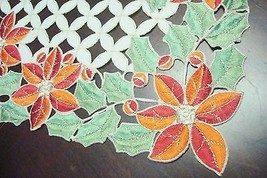 Luxury Placemat/ doily by FANCO, vibrant poisetiias, 12&quot; x 18&quot;, NEW[10] - $19.80