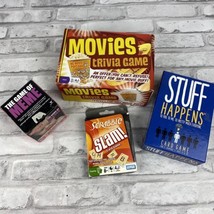 4 Family Boxed Card Games Game of Meme Movies Trivia Scrabble Slam - $19.63