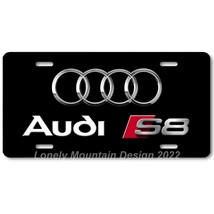 Audi S8 &amp; Rings Inspired Art on Black FLAT Aluminum Novelty License Tag Plate - £14.41 GBP