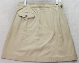 Talbots A Line Skirts Womens Size 8 Tan 100% Cotton Pockets Vented Side Zipper - £15.12 GBP