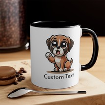 Cute Boxer Dog Accent Coffee Mug - Add Your Own Text! - $11.99