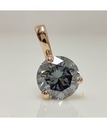 1.10CT Round Cut Dark Grey Moissanite Pendant Solitaire Pendant 10K Gold... - $124.46 CAD