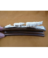(rhino-17) Rhinoceros Rhino + baby of shed ANTLER figurine Bali detailed... - €64,54 EUR