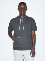 American Apparel Unisex French Terry Garment-Dyed Short Sleeve Hoodie XS Black - £5.30 GBP