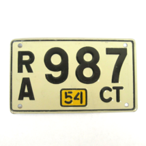 Vintage 1954 Wheaties Cereal Connecticut Metal Bicycle License Plate Mini RA 987 - £10.22 GBP