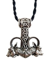 Thors Hammer collar Mjolnir Rams cabra vikingo runas colgante con cable... - £14.19 GBP