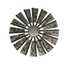 Zeckos Antiqued Galvanized Metal Windmill Wall Hanging 21 Inch Diameter - £31.11 GBP