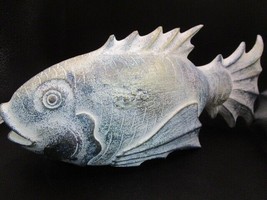 Koi Hand Carved 2 Fishes Sculpture Mango Wood Burned Embellished Multicolor 2 Ps - $153.45