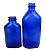 Vintage Phillips Cobalt Blue Bottles Milk Of Magnesia Tablets Glass Lot of 2 - £11.20 GBP