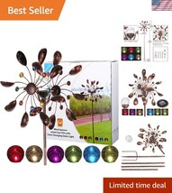 Kinetic Solar Wind Spinner with Color-Changing LED for Stunning Garden D... - $48.00