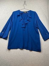 Karl Lagerfeld Blouse Womens Xl Ruffled V-neck Casual Designer Classy - $31.87