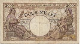 Romania 2000 Lei 1941,  Large Banknote Woman Nursing Pick 55A Nice Fine - $35.00