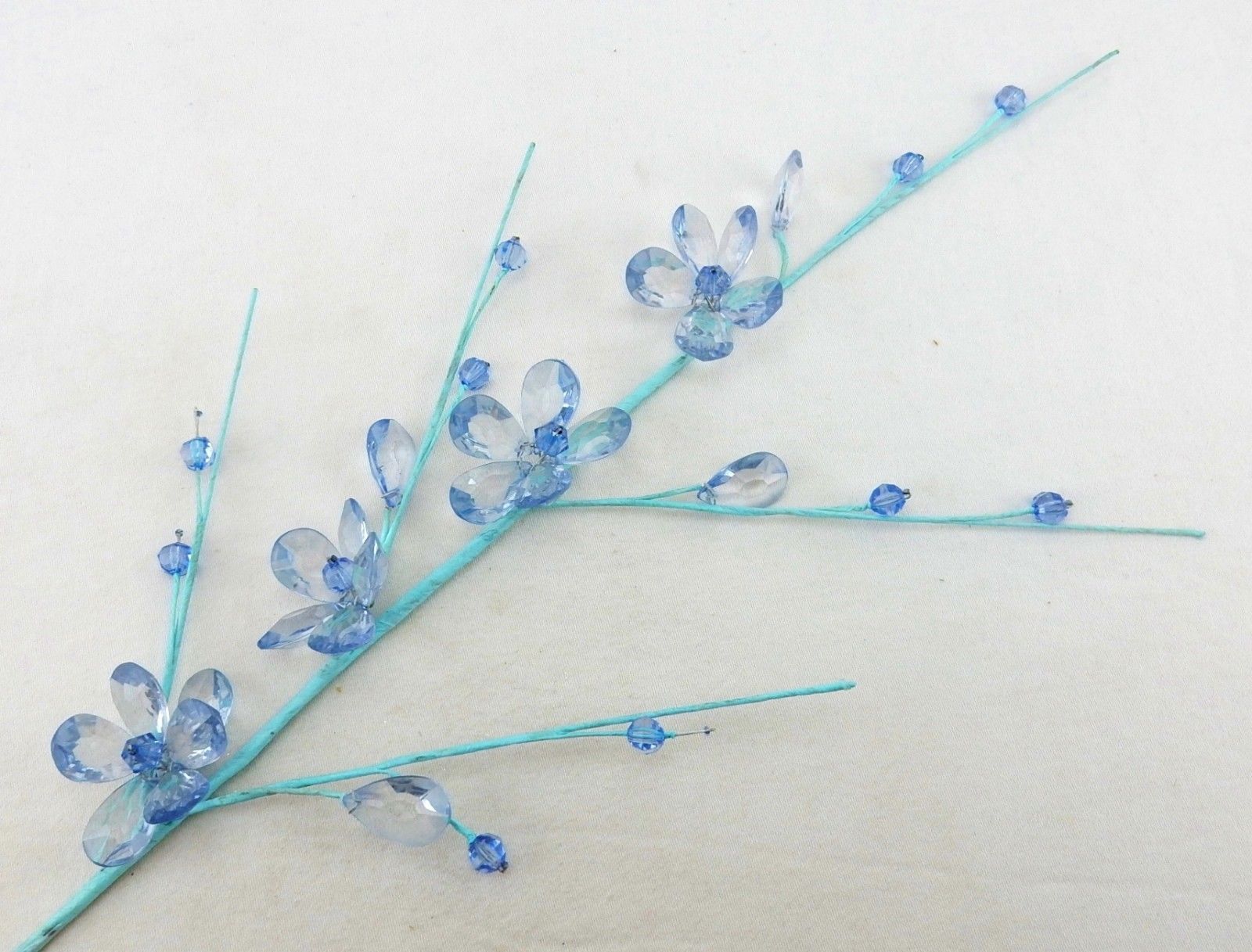 Floral Wire Garland Tree, Bridal Decor, Blue Faux Crystal Flowers, Cassiani 1302 - $7.79