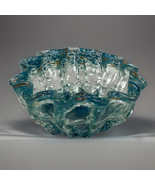 Vintage Murano Style Art Glass Blue Gold Speckled Swirled Bowl Dish - $51.73 CAD