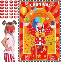 Carnival Circus Theme Party Games Pin The Nose On The Clown Game Birthda... - $24.80