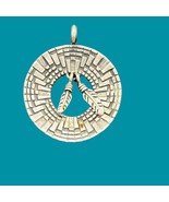 Sterling Silver Feathers Circle Necklace Pendant 1.25&quot; - £34.53 GBP