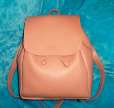 MINISO Barbie Pink Peach Faux Leather Large Drawstring Back Pack Bag - RARE - $18.00