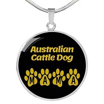 Australian Cattle Dog Mama Circle Necklace Engraved 18k Gold 18-22&quot; Dog Owner Lo - £55.35 GBP