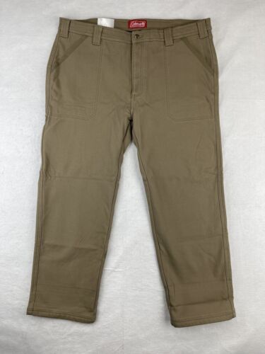 Coleman Men's Bonded Fleece Lined Tear Resistant Comfort Stretch Utility  Pant (Greige, 38x30) 