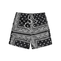 Men&#39;S Boho Tribal Print Drawstring Waist Summer Shorts With Pocket Black... - $50.99
