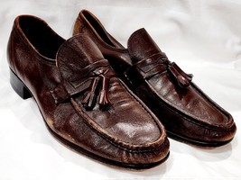 Florsheim Shoe BROWN LEATHER Loafer Tassel Slip On Distress Vintage 10 C... - $39.99