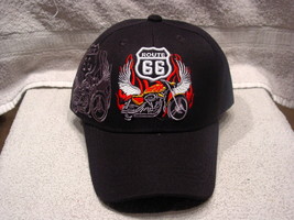 Route 66 And Motorcycle Baseball Cap ( Black ) - £8.87 GBP
