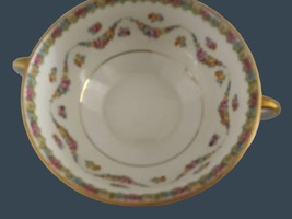 H W Czechoslovakia Floral Gold Trim Handled Cream and White Cream Soup Bowl - £19.78 GBP