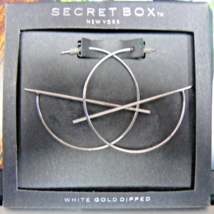 3/4 Hoop Earrings Large G Hoops Secret Box White Gold Dipped - £15.41 GBP