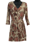JLO Jennifer Lopez Wrap Women&#39;s Size S Dress Stretch Snake Pattern 3/4 S... - $15.57 CAD