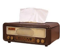 Radio Tissue Box Cover Metal Case Retro Vintage Antique Napkin Dispenser Desktop - £36.17 GBP