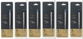 3 Blue 3 Black Parker Quink Flow Ball Point Pen Refills BallPen Medium brand New - $14.95